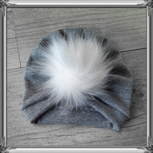 Turban bonnet à pompon en tissu Polaire alpine, doux et chaud dès la naissance - Oeko-Tex